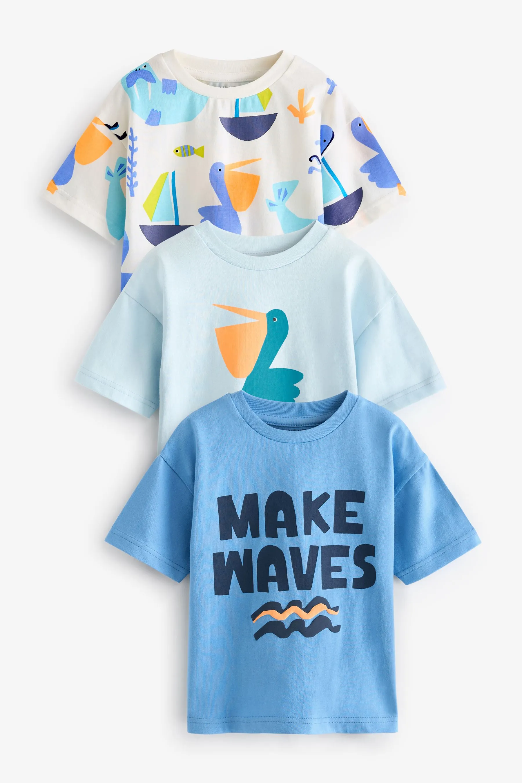 100% Cotton Short Sleeve Character T-Shirts 3 Pack (3mths-7yrs)    