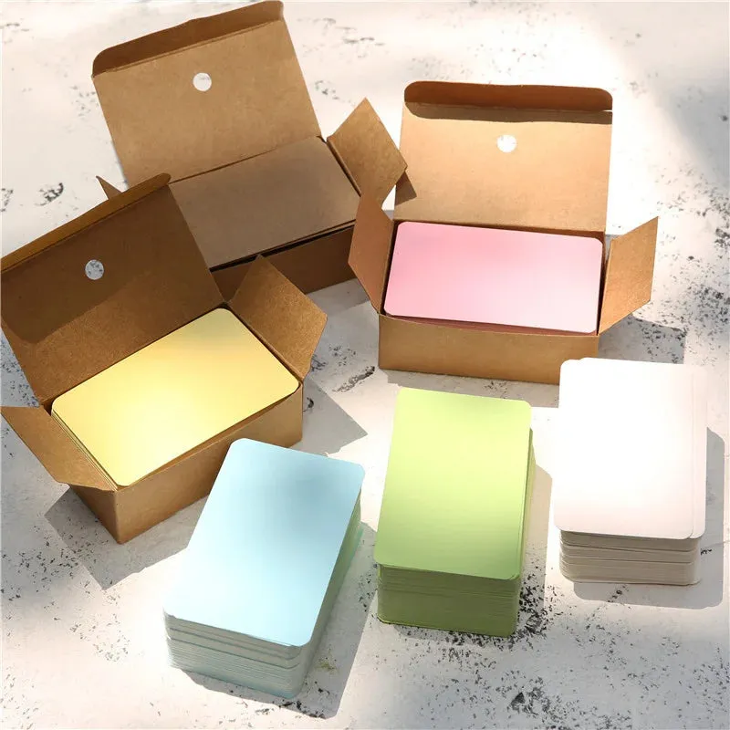 100 pz/scatola carta Kraft colore biglietto da visita vuoto messaggio biglietto di ringraziamento biglietto da scrittura etichet