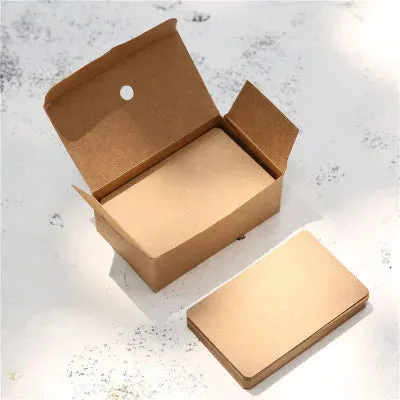 100 pz/scatola carta Kraft colore biglietto da visita vuoto messaggio biglietto di ringraziamento biglietto da scrittura etichet