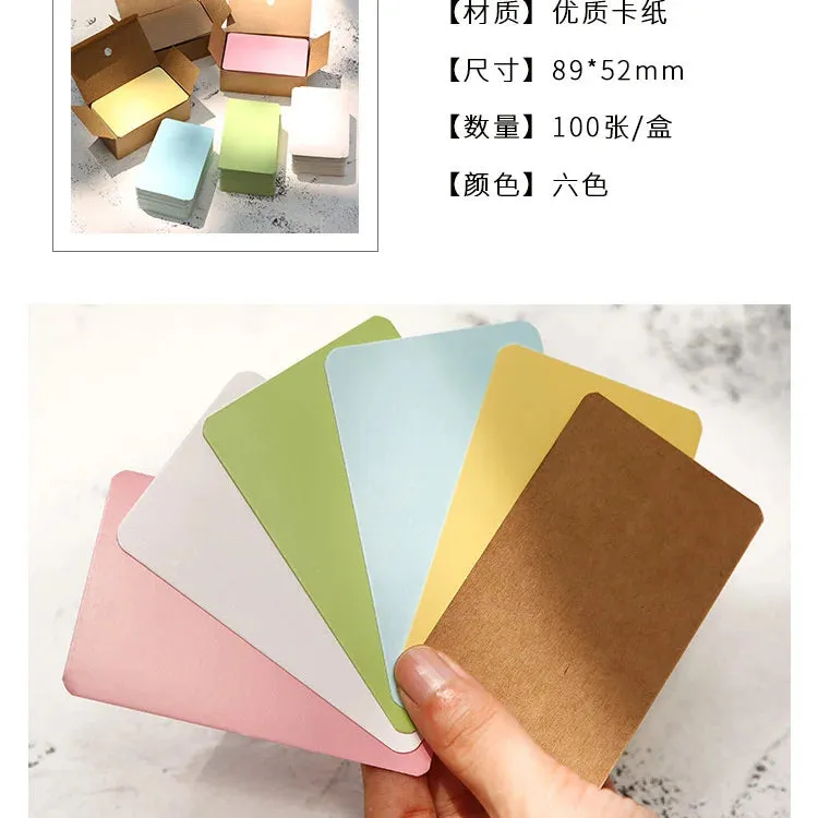 100 pz/scatola carta Kraft colore biglietto da visita vuoto messaggio biglietto di ringraziamento biglietto da scrittura etichet