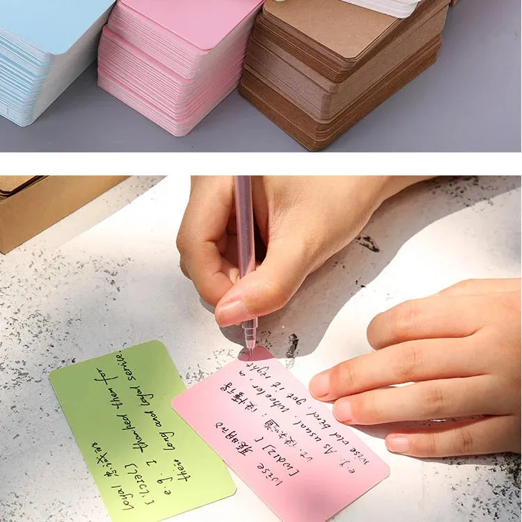 100 pz/scatola carta Kraft colore biglietto da visita vuoto messaggio biglietto di ringraziamento biglietto da scrittura etichet
