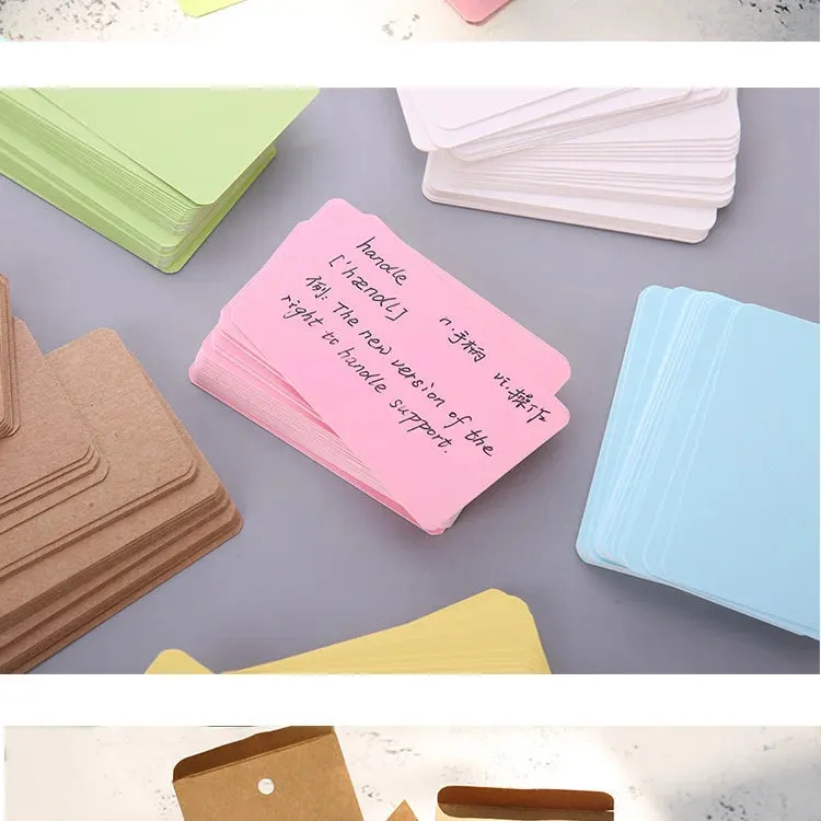 100 pz/scatola carta Kraft colore biglietto da visita vuoto messaggio biglietto di ringraziamento biglietto da scrittura etichet