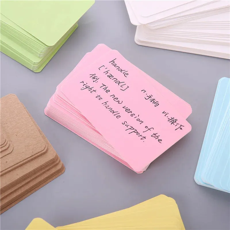 100 pz/scatola carta Kraft colore biglietto da visita vuoto messaggio biglietto di ringraziamento biglietto da scrittura etichet