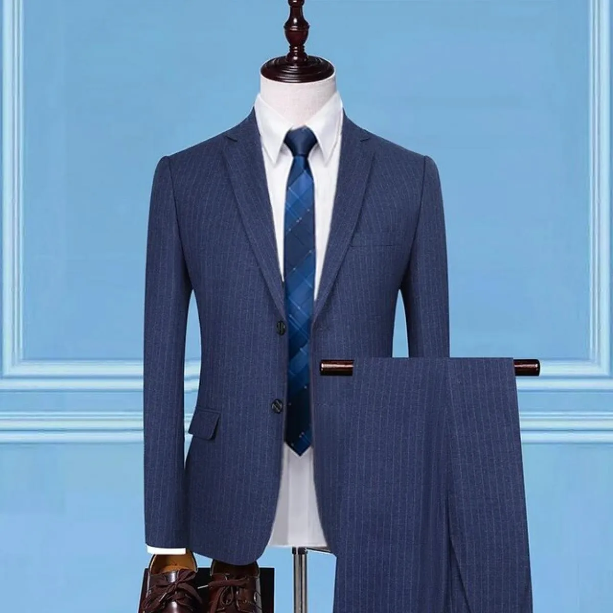 2022 Uomo Slim Fit Business Casual Stripe 3 pezzi Set maschile alta qualità formale sposo abito da sposa giacca gilet pantaloni