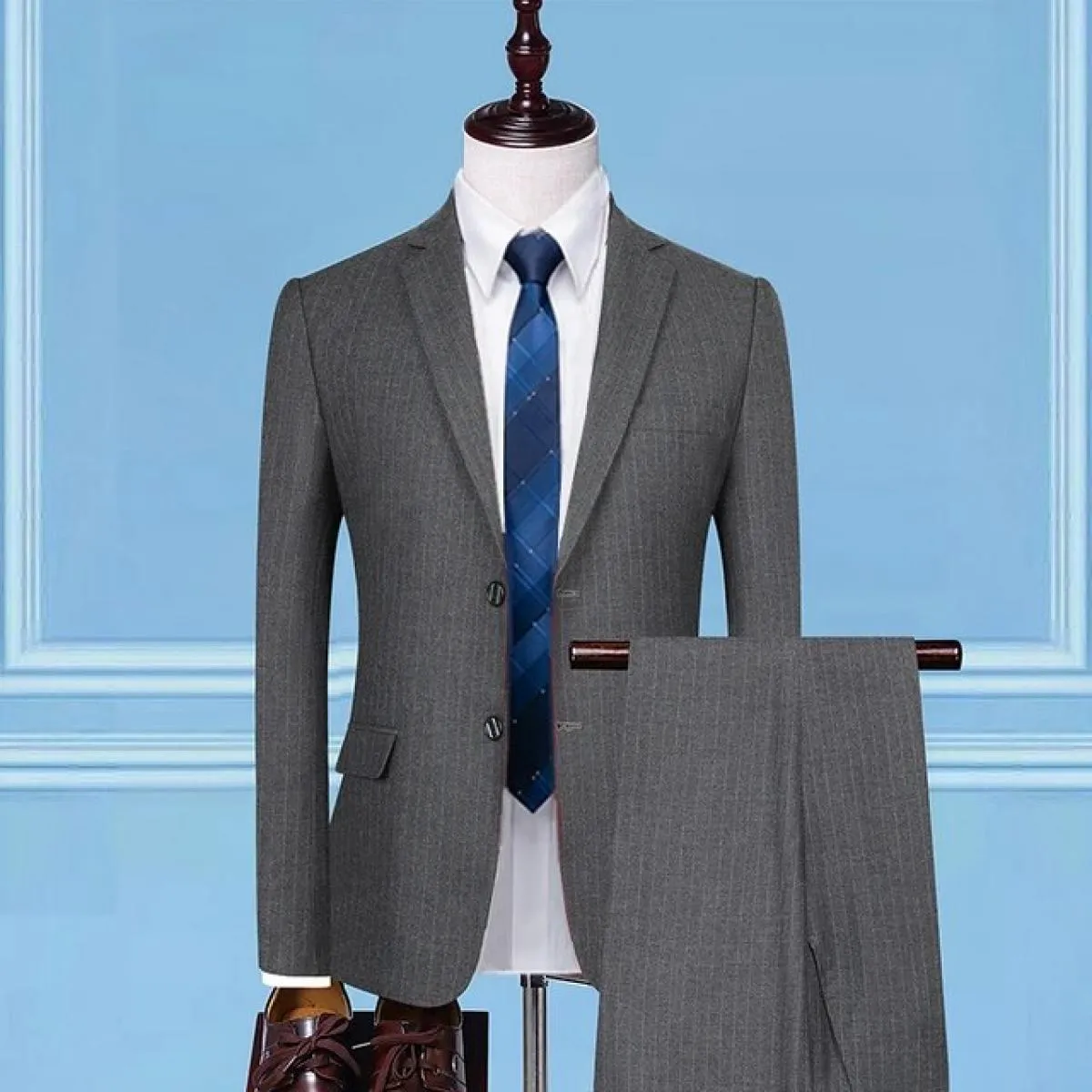 2022 Uomo Slim Fit Business Casual Stripe 3 pezzi Set maschile alta qualità formale sposo abito da sposa giacca gilet pantaloni