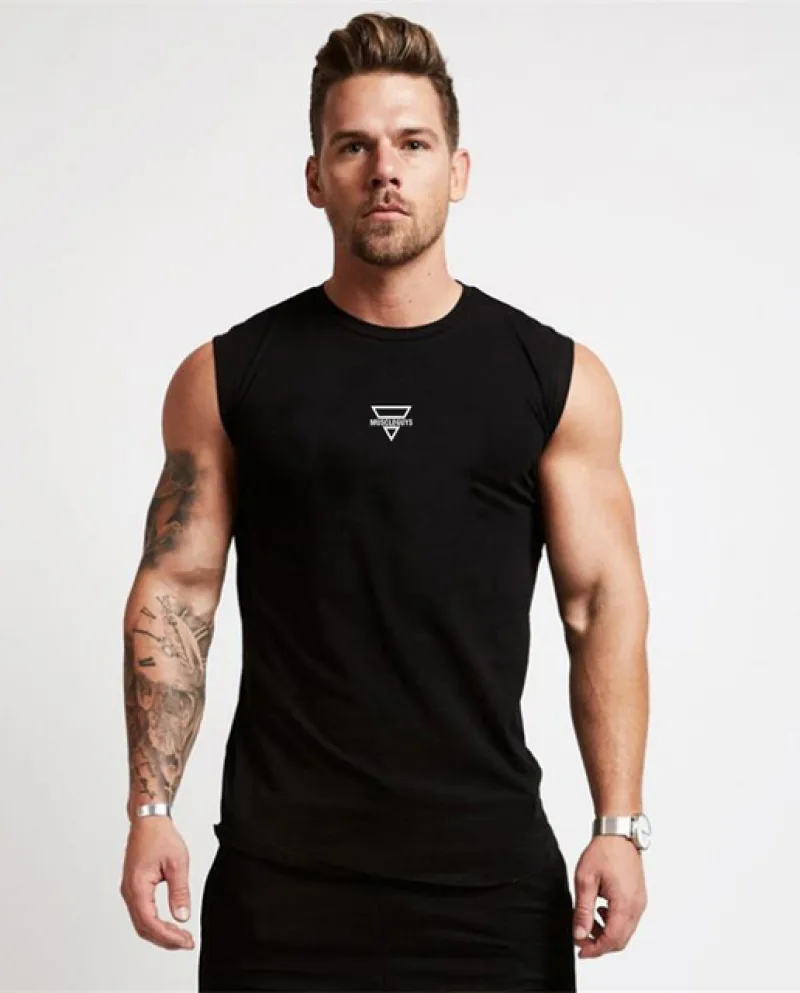 Abbigliamento da palestra da uomo Muscleguys Bodybuilding Stringer Canotta Fitness Gilet senza maniche da uomo Canottiere in cot
