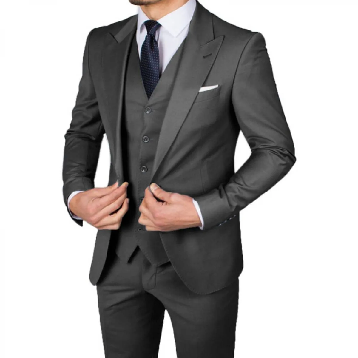 Abiti da uomo casual slim fit con smoking da sposa con risvolto a punta per testimoni dello sposo 3 pezzi pantaloni gilet moda m