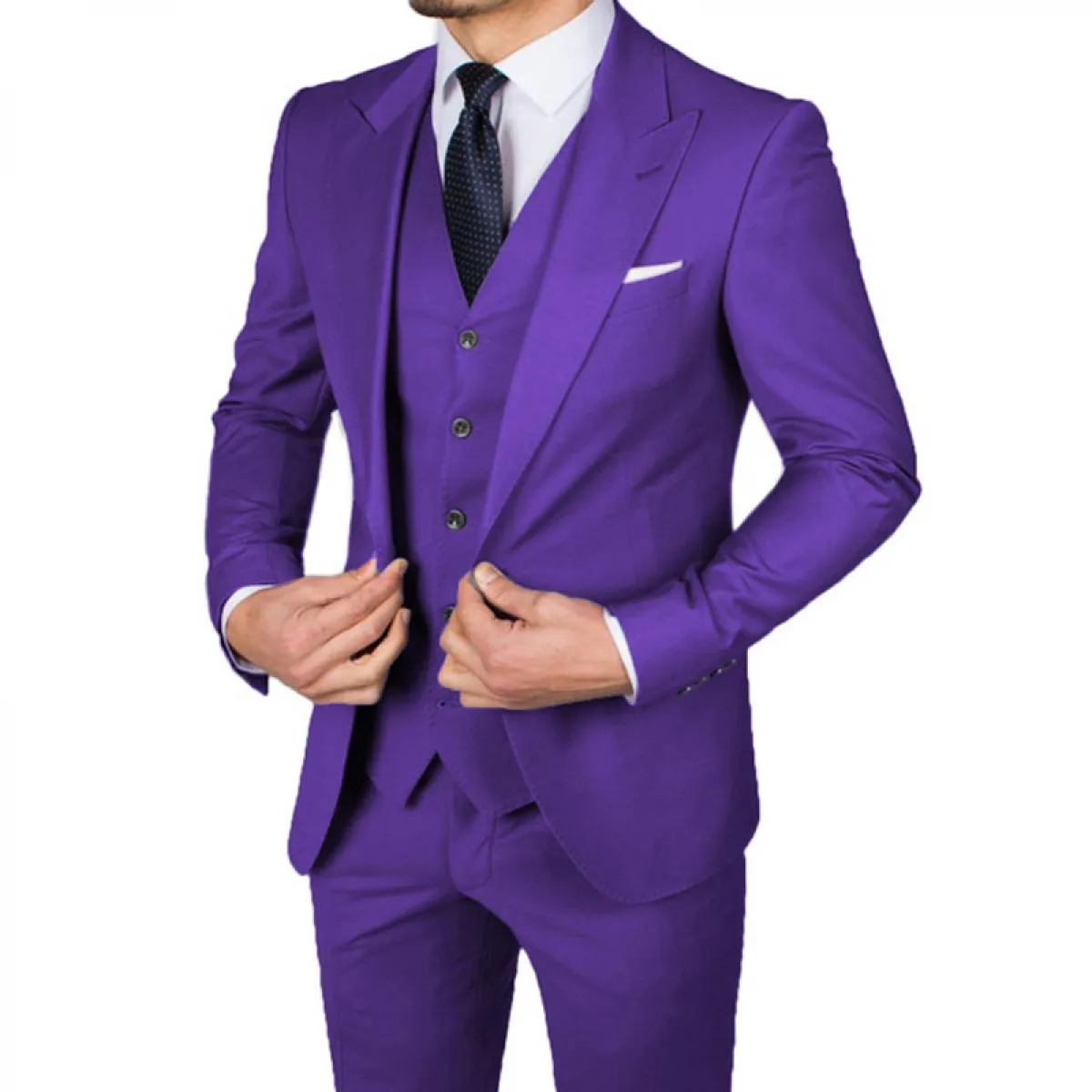 Abiti da uomo casual slim fit con smoking da sposa con risvolto a punta per testimoni dello sposo 3 pezzi pantaloni gilet moda m