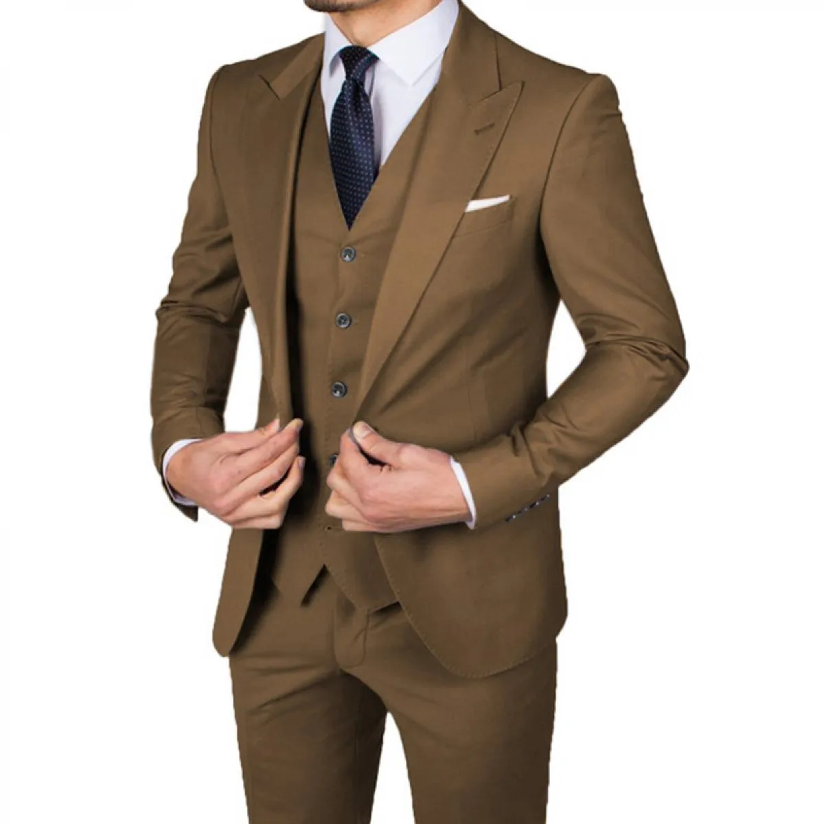 Abiti da uomo casual slim fit con smoking da sposa con risvolto a punta per testimoni dello sposo 3 pezzi pantaloni gilet moda m