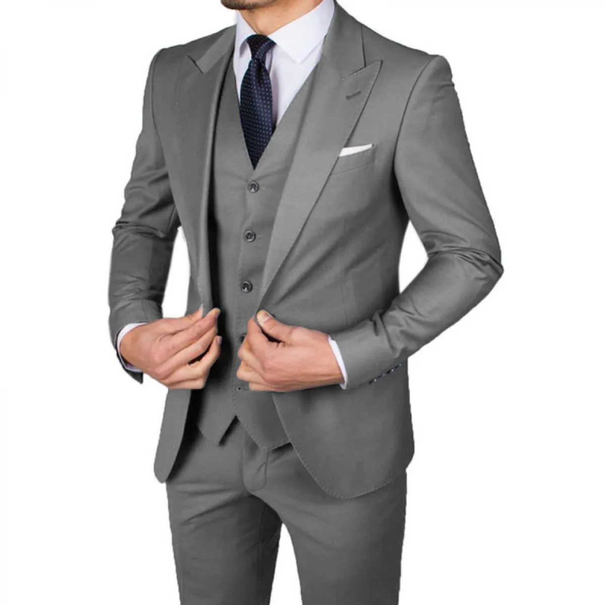 Abiti da uomo casual slim fit con smoking da sposa con risvolto a punta per testimoni dello sposo 3 pezzi pantaloni gilet moda m