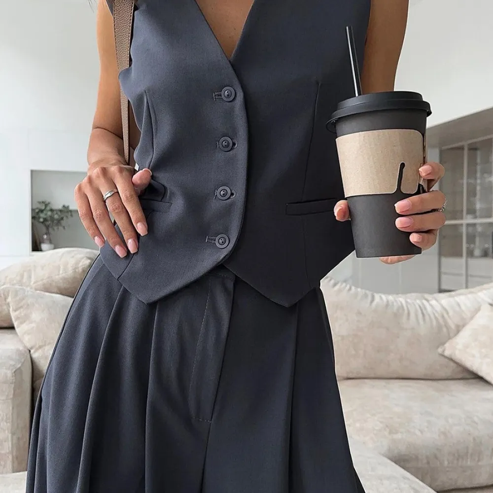 Abito da gilet in tre pezzi e abito da pantaloni da donna per pendolari in stile britannico nuovo autunno e inverno 2023