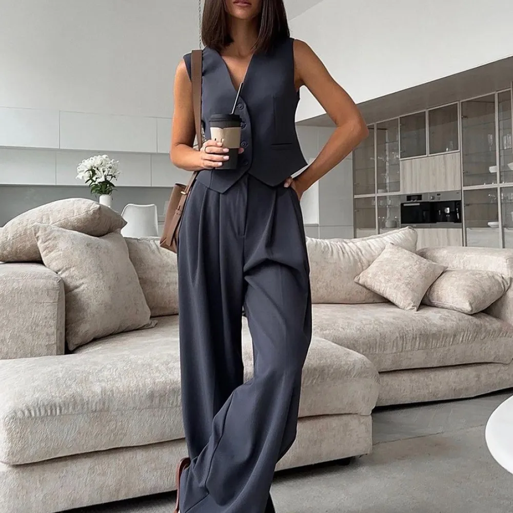 Abito da gilet in tre pezzi e abito da pantaloni da donna per pendolari in stile britannico nuovo autunno e inverno 2023
