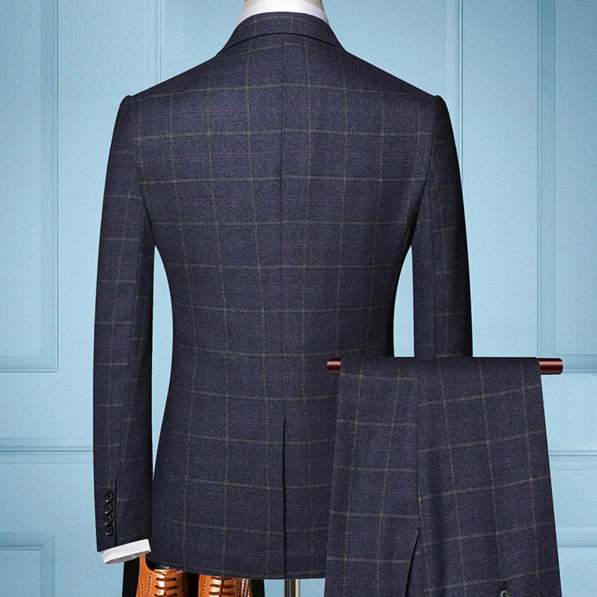 Abito da uomo in 3 pezzi scozzese casual business del 2023 (giacca, pantaloni, gilet) ideale per testimoni dello sposo, matrimon