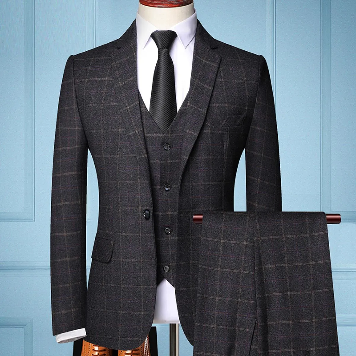 Abito da uomo in 3 pezzi scozzese casual business del 2023 (giacca, pantaloni, gilet) ideale per testimoni dello sposo, matrimon