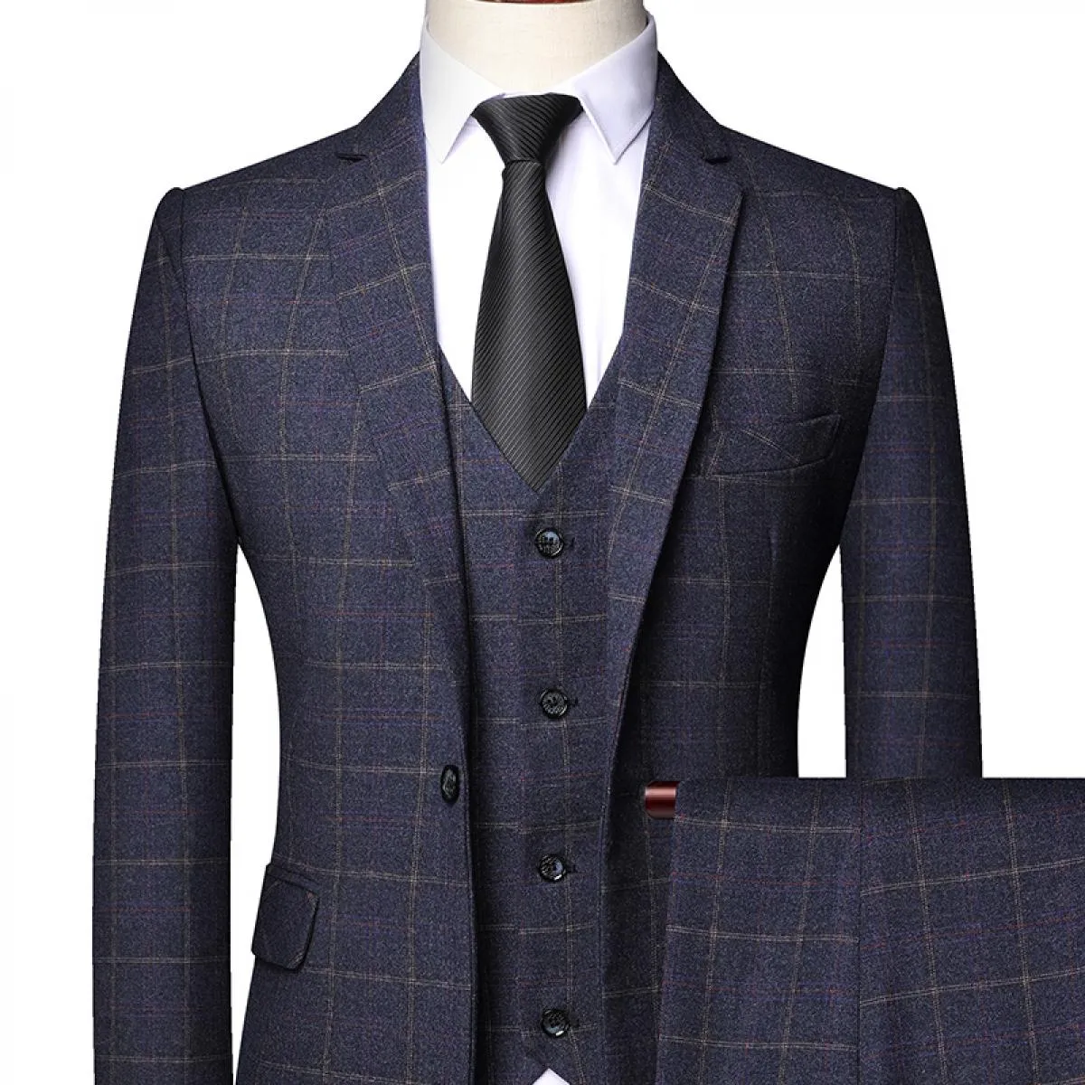 Abito da uomo in 3 pezzi scozzese casual business del 2023 (giacca, pantaloni, gilet) ideale per testimoni dello sposo, matrimon