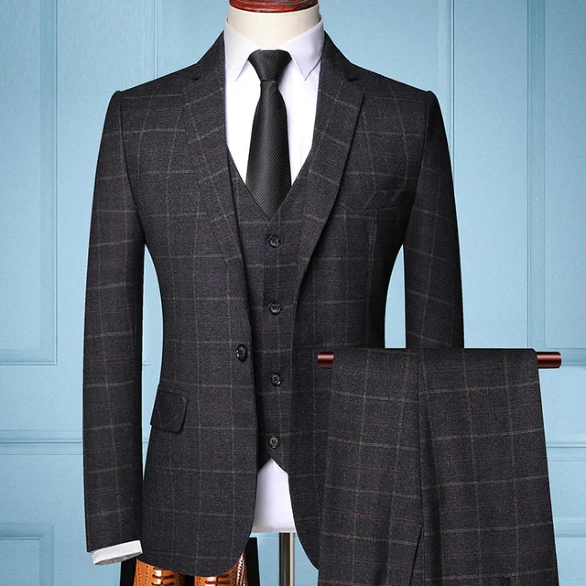 Abito da uomo in 3 pezzi scozzese casual business del 2023 (giacca, pantaloni, gilet) ideale per testimoni dello sposo, matrimon