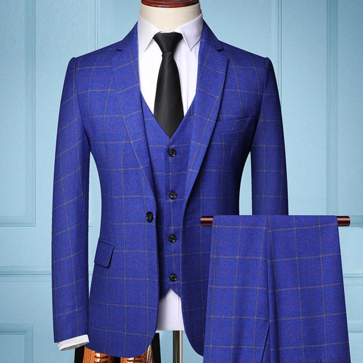 Abito da uomo in 3 pezzi scozzese casual business del 2023 (giacca, pantaloni, gilet) ideale per testimoni dello sposo, matrimon