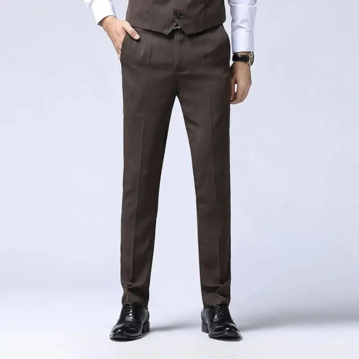 Abito da uomo slim fit a righe completo da 3 pezzi blazer pantaloni gilet professionale formale business casual giacca da sposo