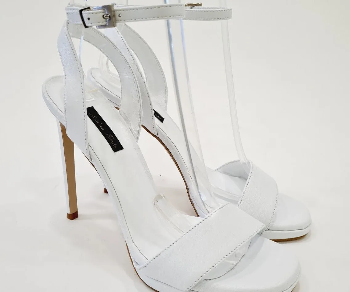 Andre Pinto sandalo pelle bianco cinturino alla caviglia tacco 11,5 cm plateau 2 cm art.513  N.B.:ORDINABILE IN QUALSIASI VARIAN