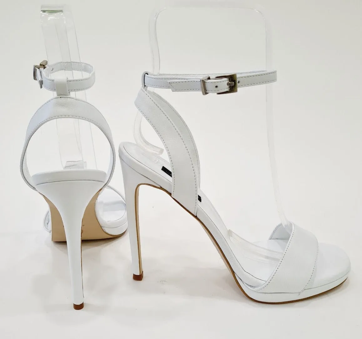 Andre Pinto sandalo pelle bianco cinturino alla caviglia tacco 11,5 cm plateau 2 cm art.513  N.B.:ORDINABILE IN QUALSIASI VARIAN