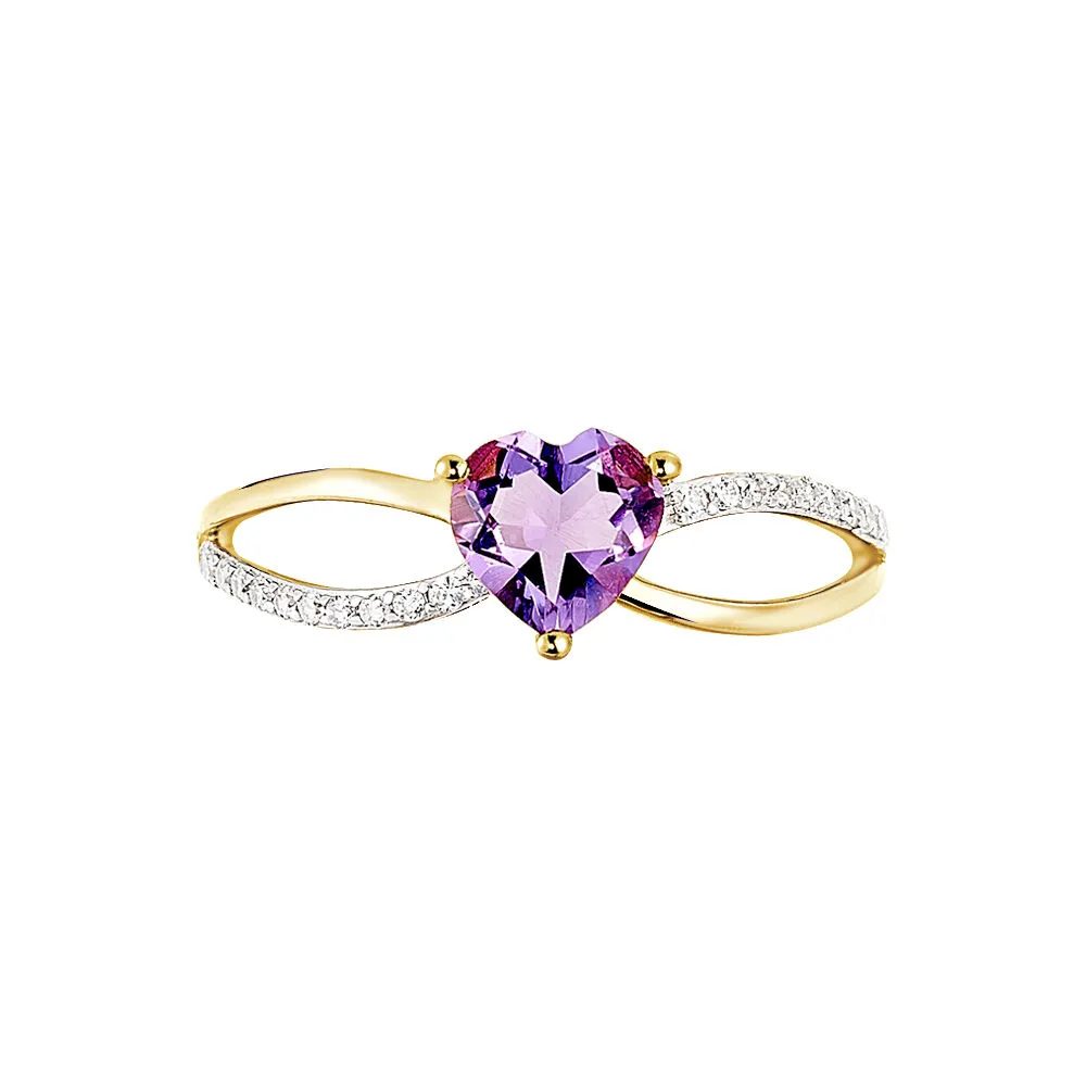Anello Cuore Amélie Oro Giallo 375/1000 Ametista Viola Cubic Zirconia Bianco 1429859