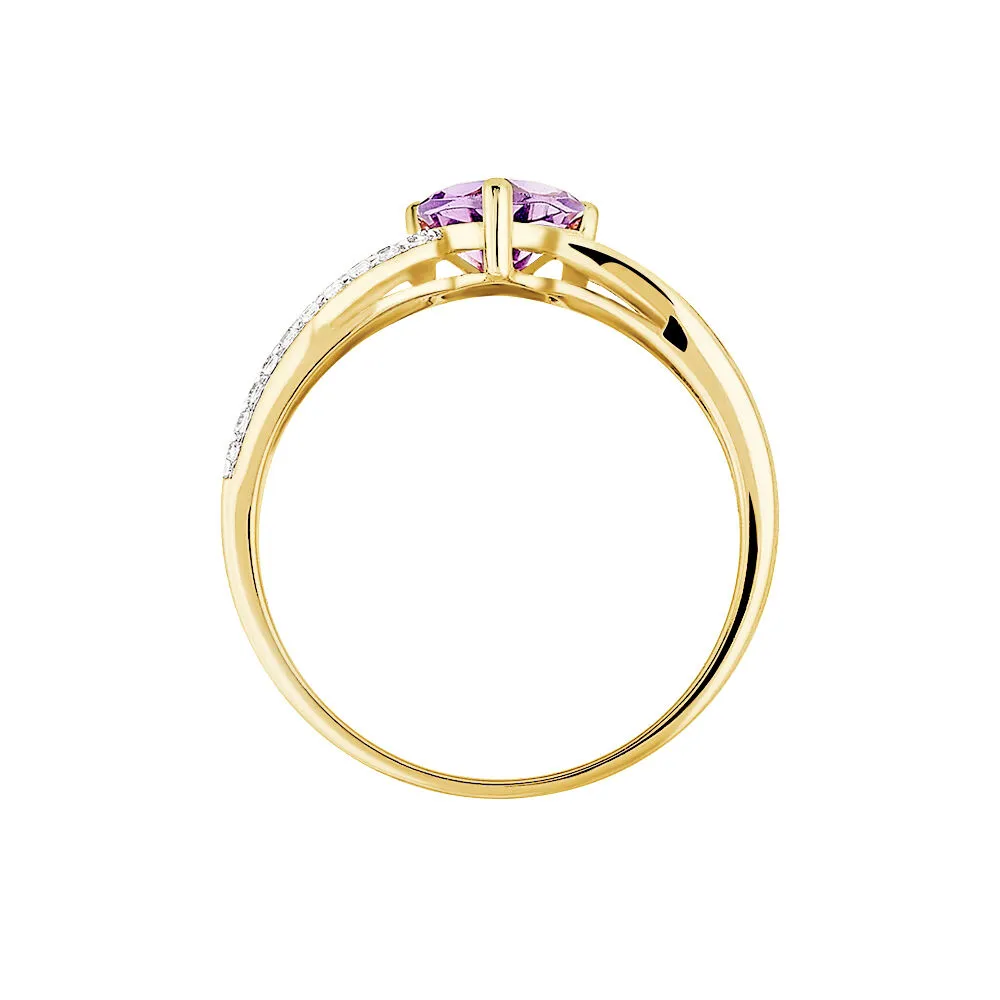 Anello Cuore Amélie Oro Giallo 375/1000 Ametista Viola Cubic Zirconia Bianco 1429859