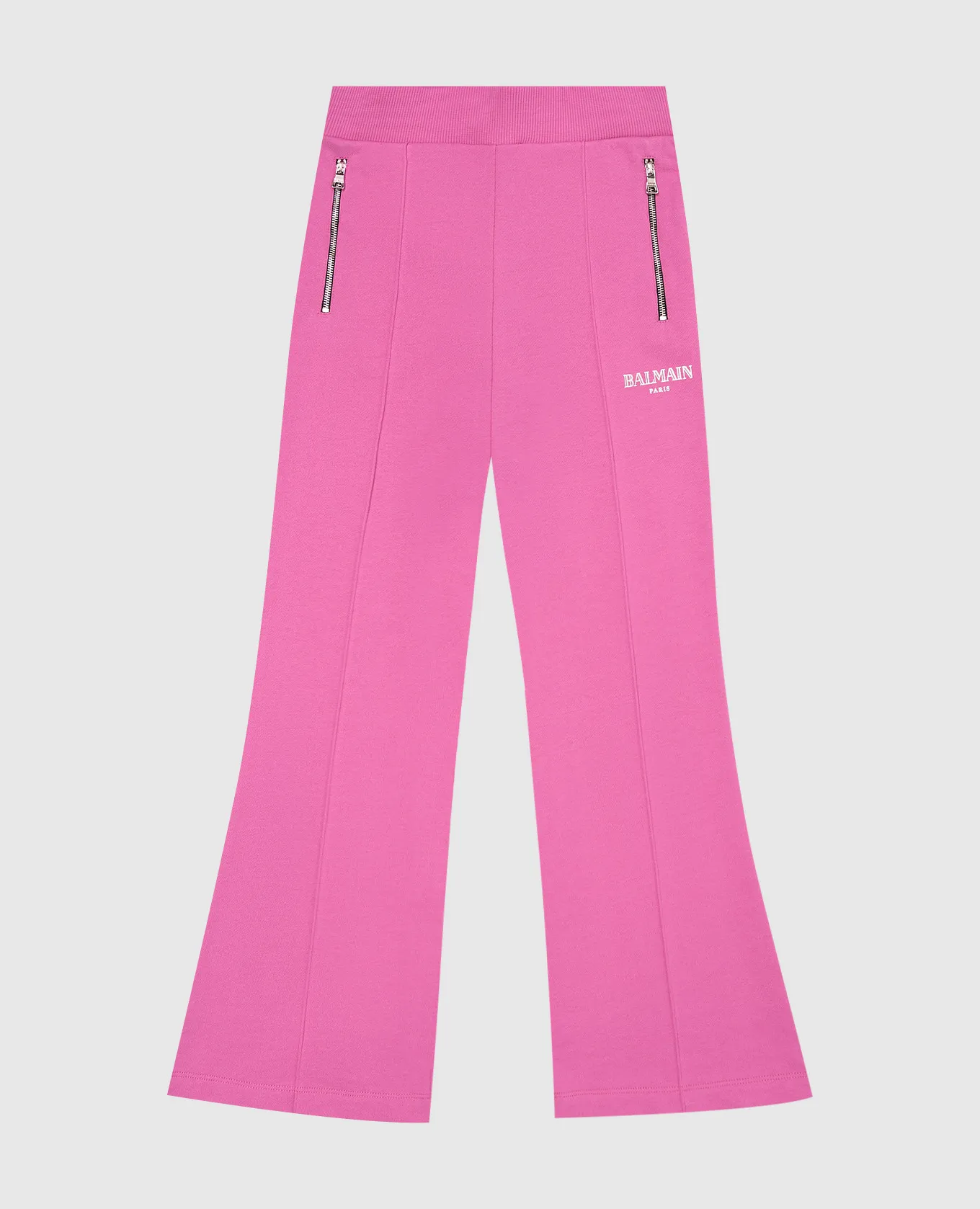 Balmain Pantaloni rosa a zampa da bambino con stampa logo BV6A80Z1753410