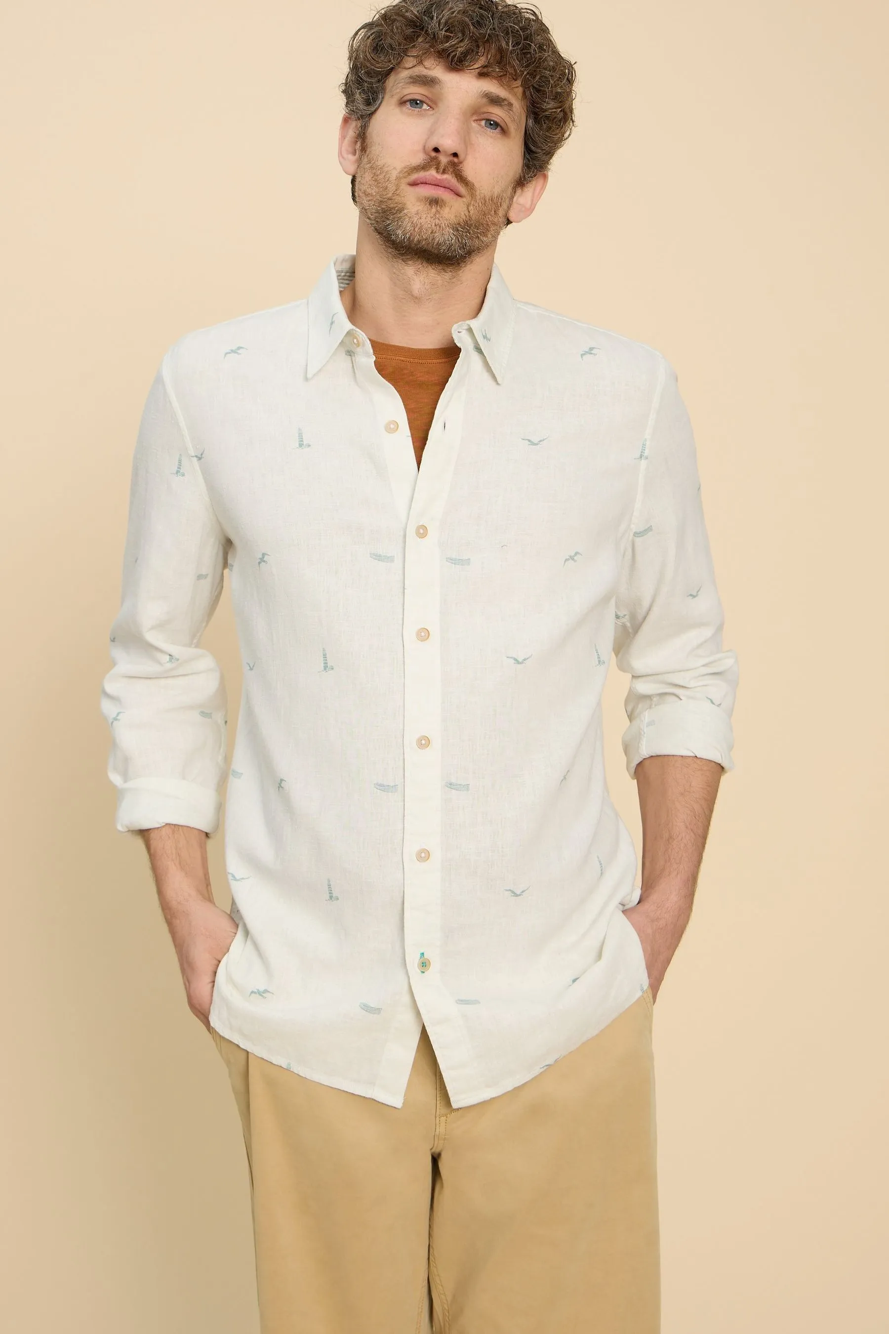 Bianco - Stuff - Lighthouse Stampa - Camicia in lino
