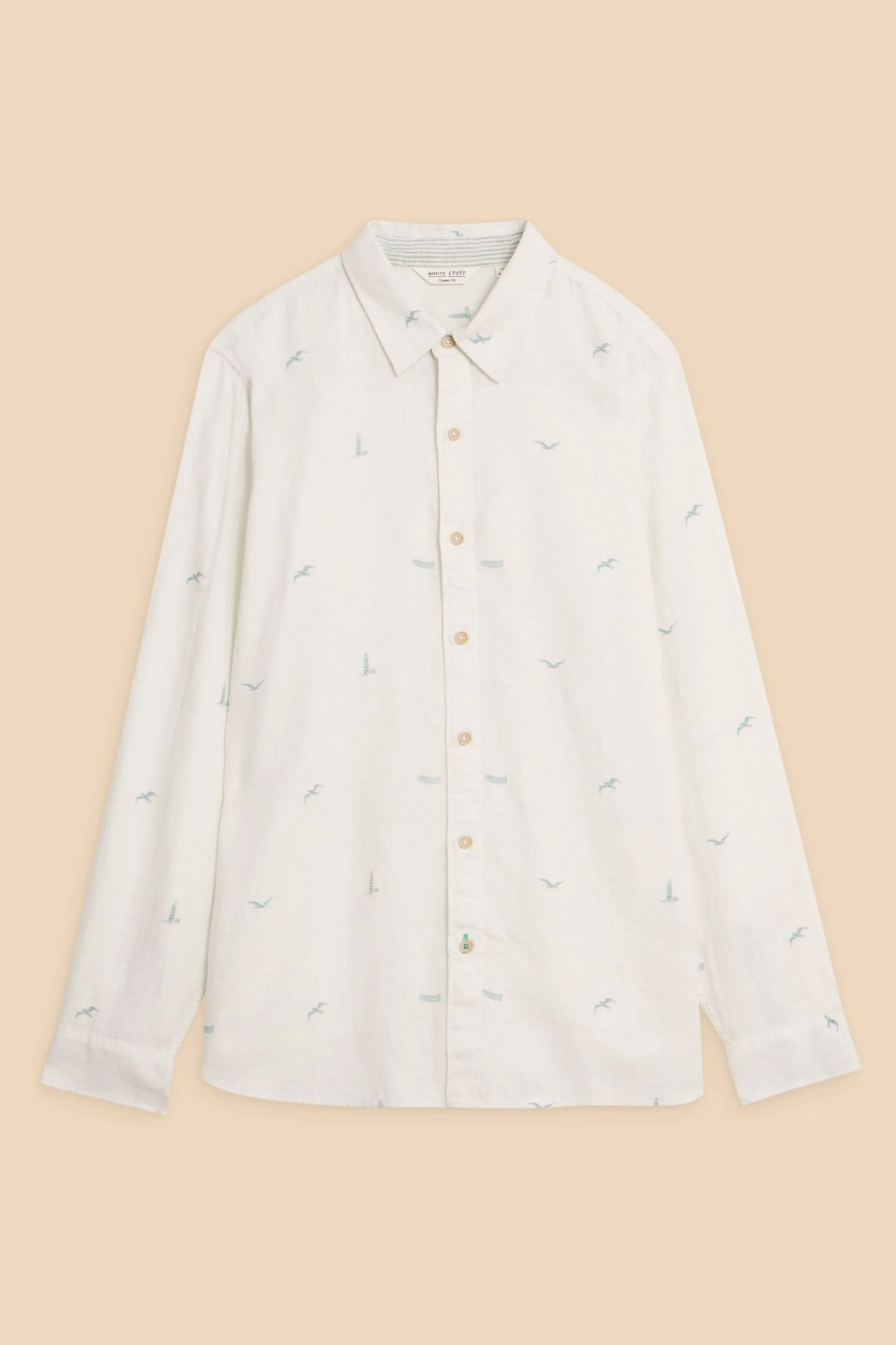 Bianco - Stuff - Lighthouse Stampa - Camicia in lino