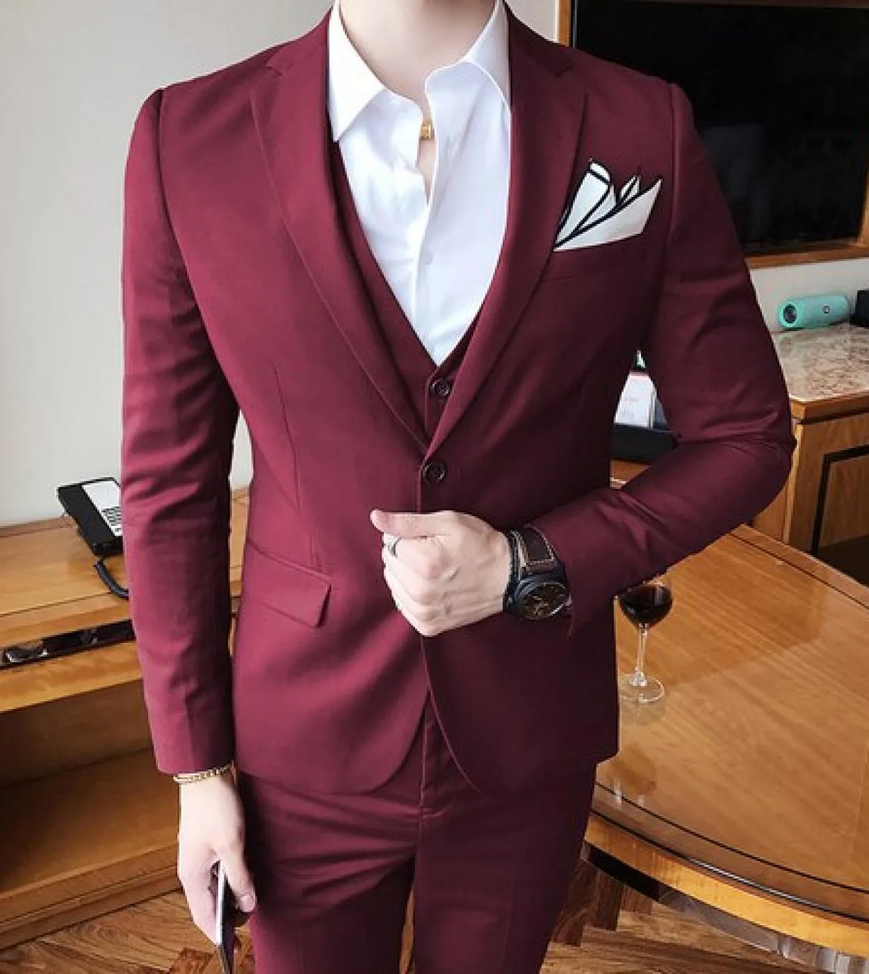 Blazer Gilet Pantaloni Abito da uomo in tre pezzi da uomo daffari Boutique Slim Fit 2022 Abito da cerimonia nuziale da cerimoni