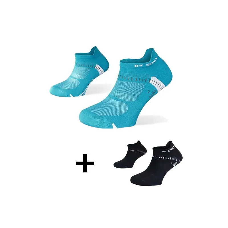 BV SPORT LIGHT ONE ULTRACORTE CALZINO RUNNING TECNICO BASSO LOW CUT - 2 PAIA - BLU/NERO