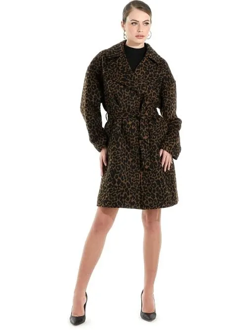 Cappotto con cintura guess