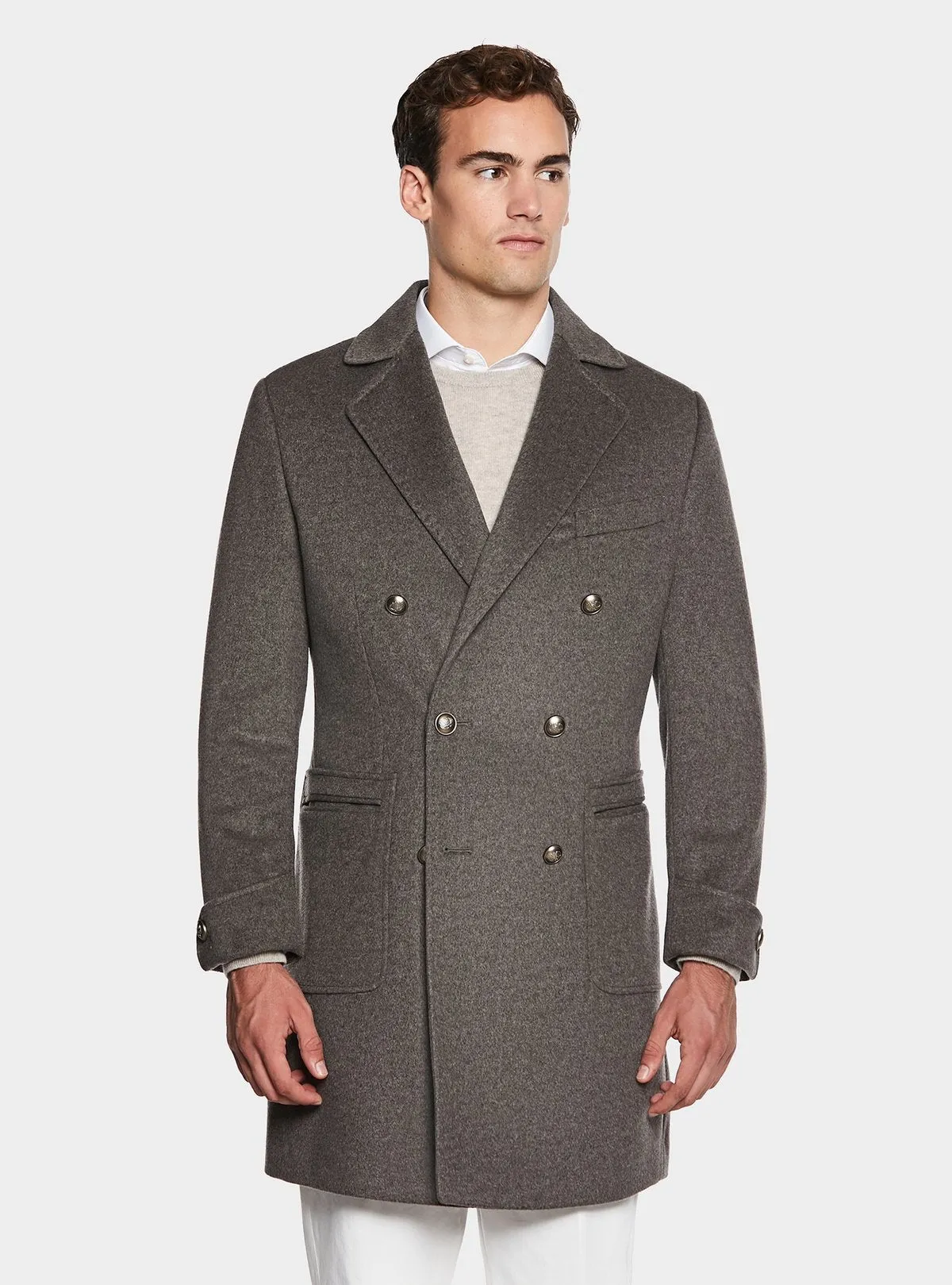   Cappotto doppio petto in misto lana e cashmere      
