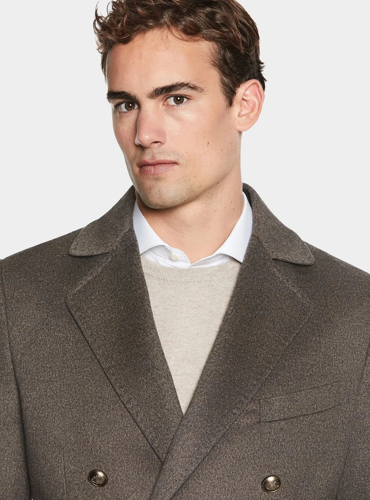   Cappotto doppio petto in misto lana e cashmere      