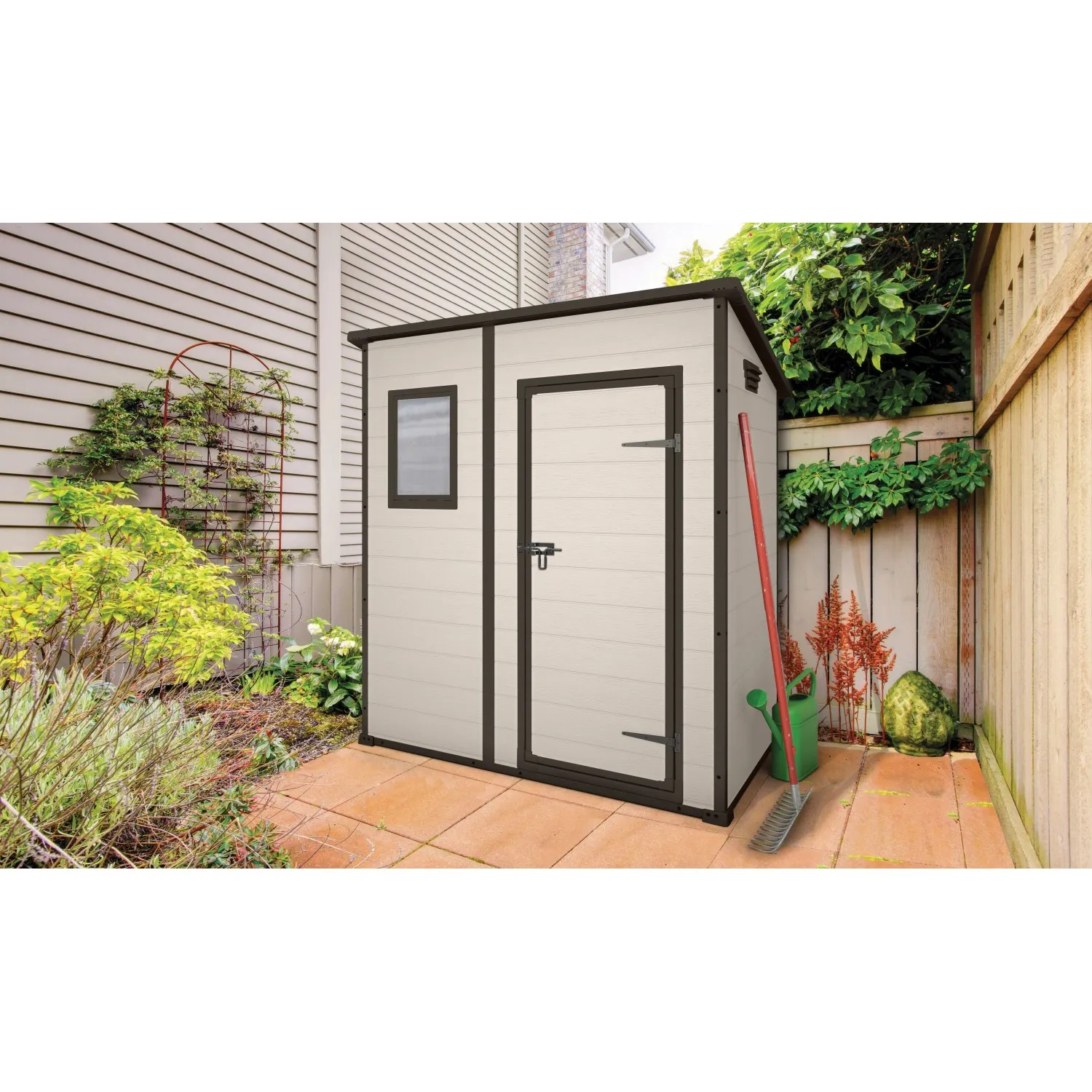 Casetta da giardino in resina Keter Manor Pent sp. 16 mm beige 3,38 m²