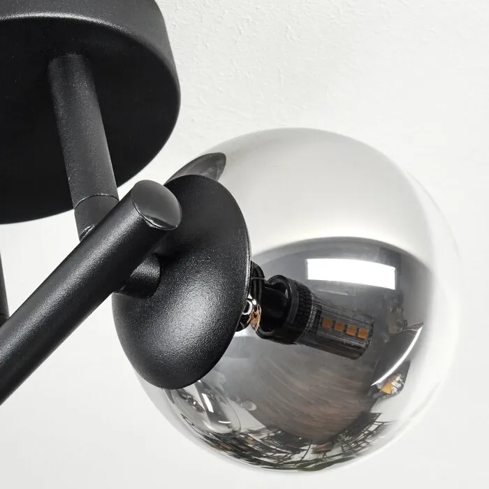 Chehalis Plafoniera, Lampada a sfera Chiaro, Grigio fumo, 3-Luci