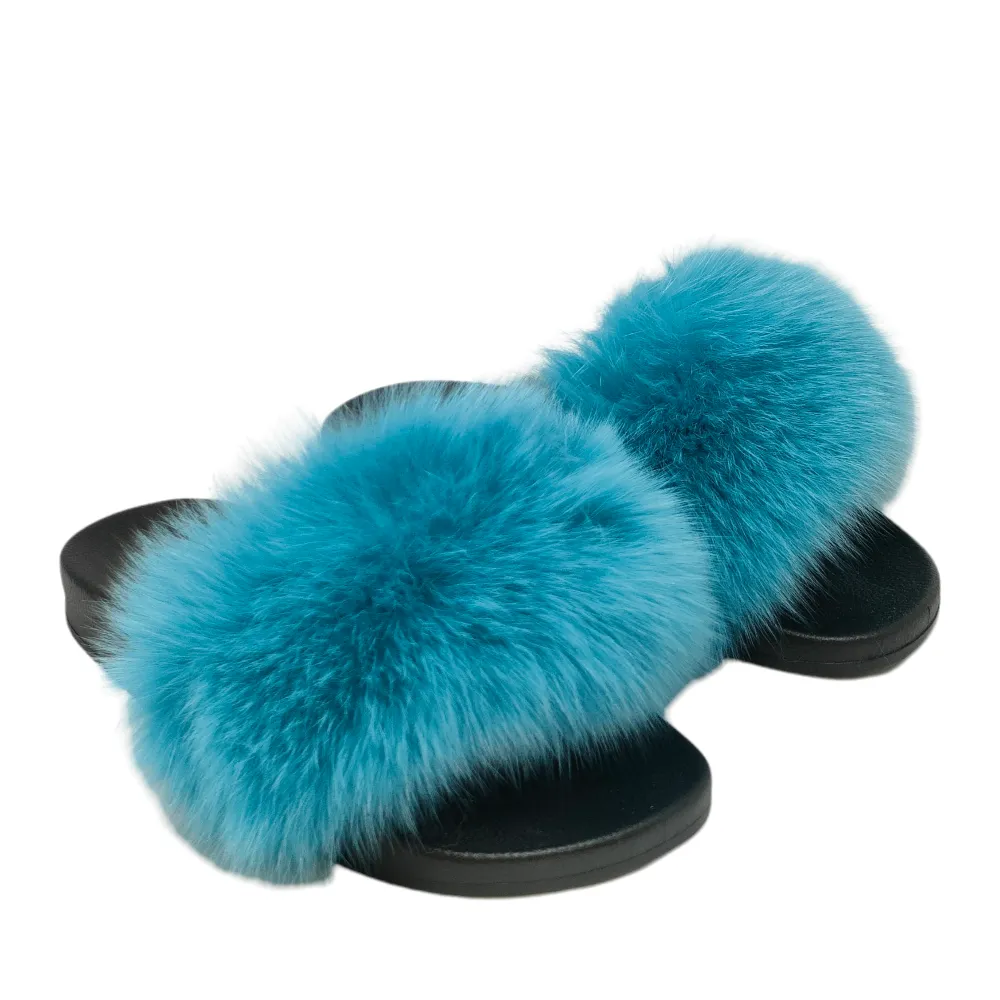 Ciabatta donna con pelo KING OF HEARTS 8080 Lake Blu