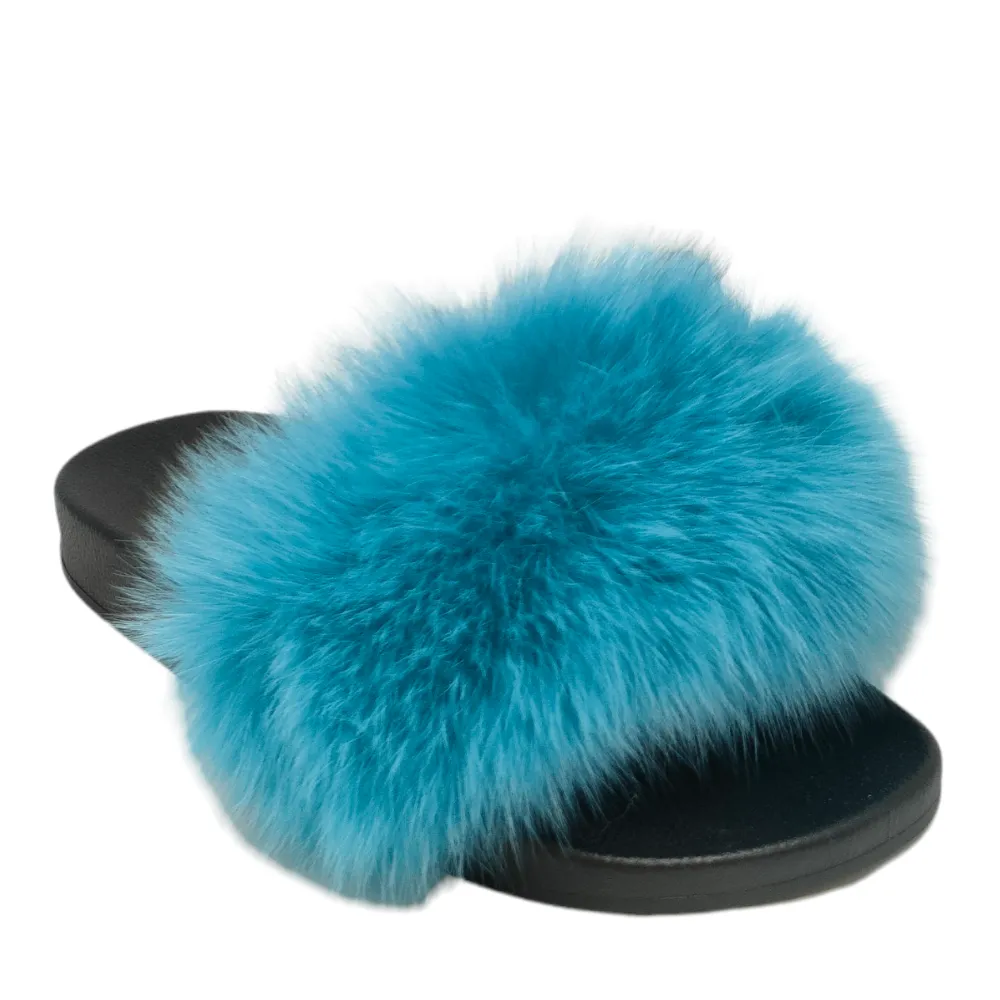 Ciabatta donna con pelo KING OF HEARTS 8080 Lake Blu