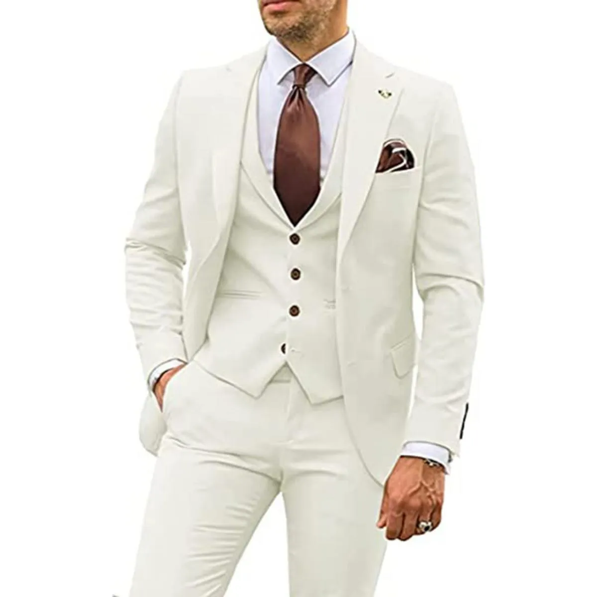 Completo da uomo per feste, affari, casual, smoking da sposo, set di giacche con risvolto con risvolto (giacca + gilet + pantalo
