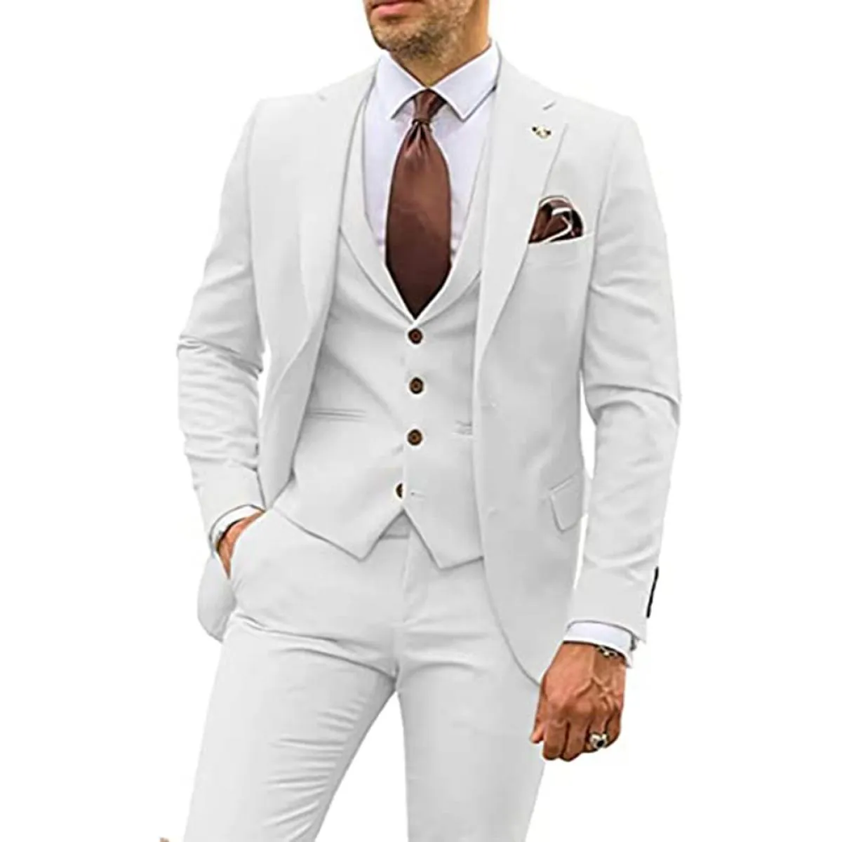 Completo da uomo per feste, affari, casual, smoking da sposo, set di giacche con risvolto con risvolto (giacca + gilet + pantalo