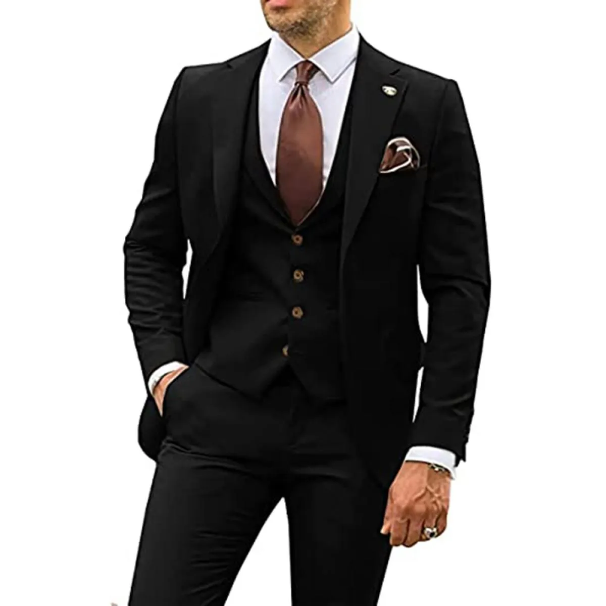 Completo da uomo per feste, affari, casual, smoking da sposo, set di giacche con risvolto con risvolto (giacca + gilet + pantalo