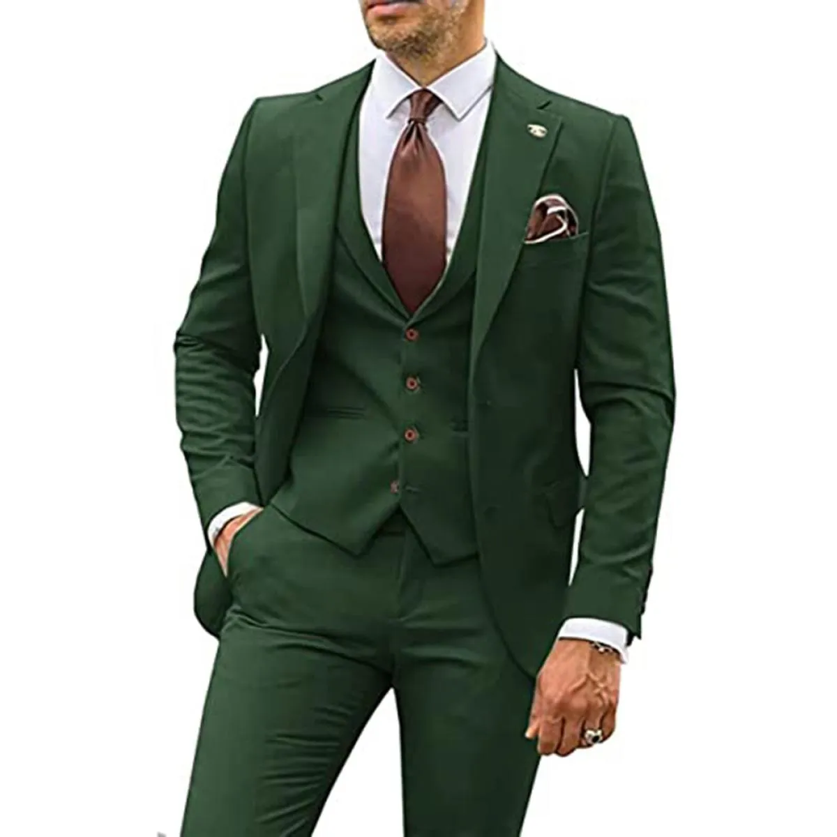 Completo da uomo per feste, affari, casual, smoking da sposo, set di giacche con risvolto con risvolto (giacca + gilet + pantalo