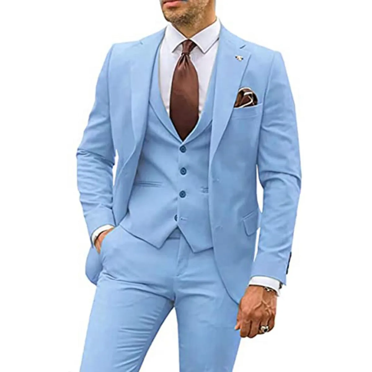 Completo da uomo per feste, affari, casual, smoking da sposo, set di giacche con risvolto con risvolto (giacca + gilet + pantalo