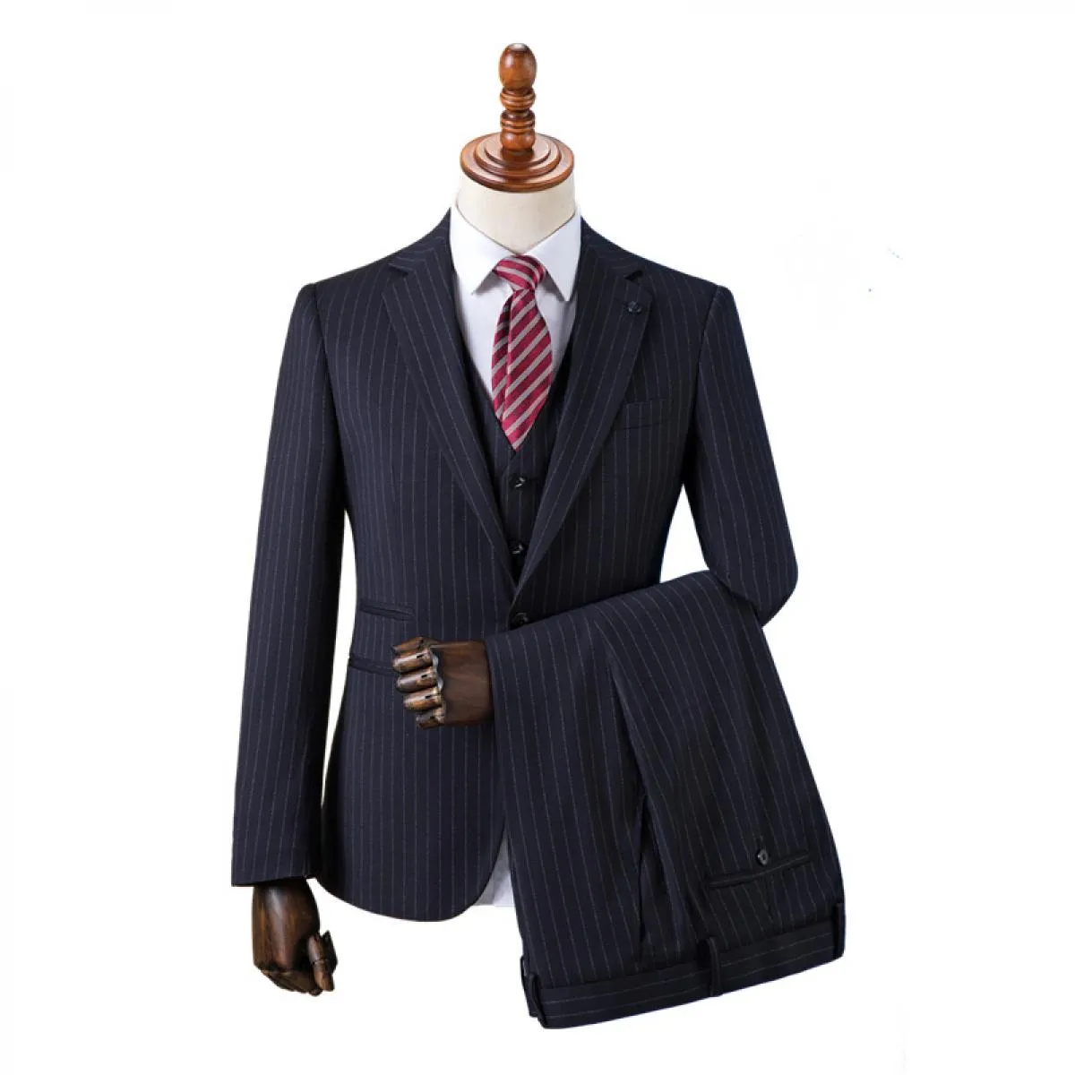 (dimensioni personalizzate) Abito di fascia alta a righe inglesi per abito formale da lavoro da uomo, matrimonio e sposo, gilet