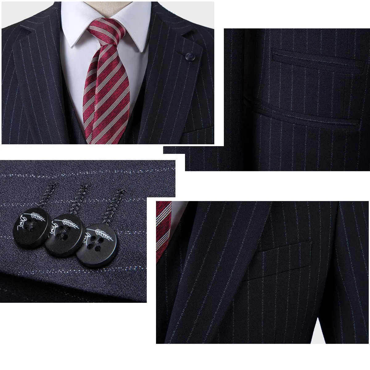 (dimensioni personalizzate) Abito di fascia alta a righe inglesi per abito formale da lavoro da uomo, matrimonio e sposo, gilet
