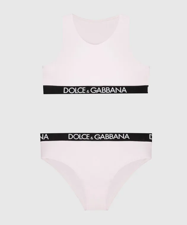 Dolce&Gabbana Set top e slip rosa per bambini L5J713FUGNE