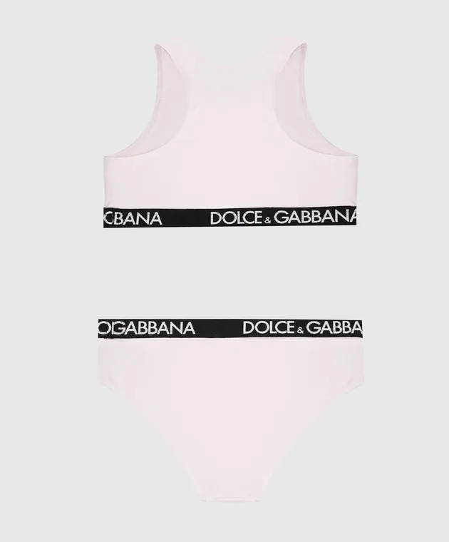 Dolce&Gabbana Set top e slip rosa per bambini L5J713FUGNE