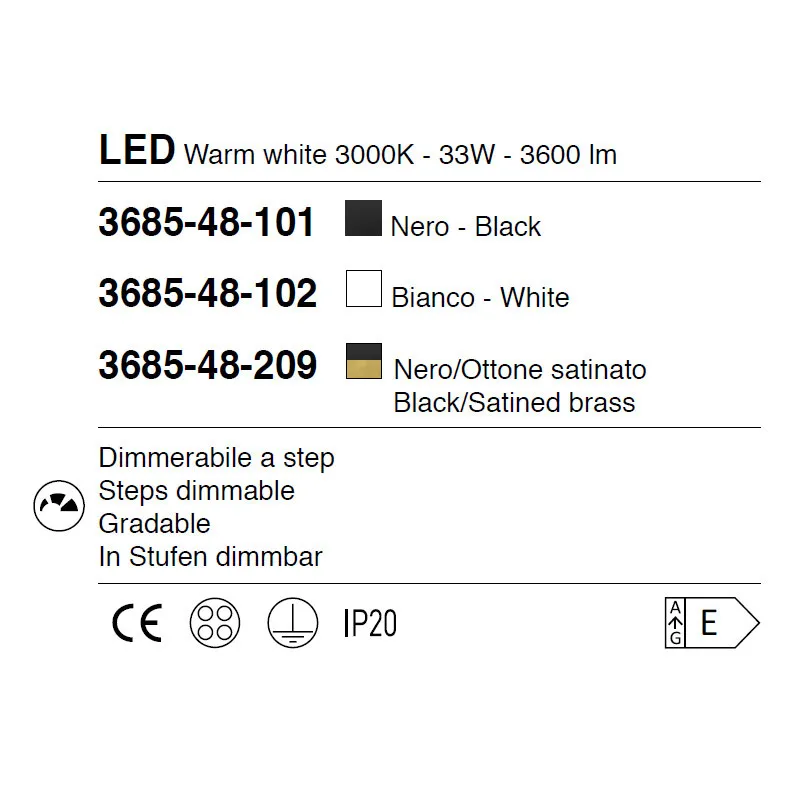 Fabas Luce  Lampada a sospensione a LED con 5 diffusori dalle linee moderne ed eleganti Prado - 33W - 3000k Luce Calda
