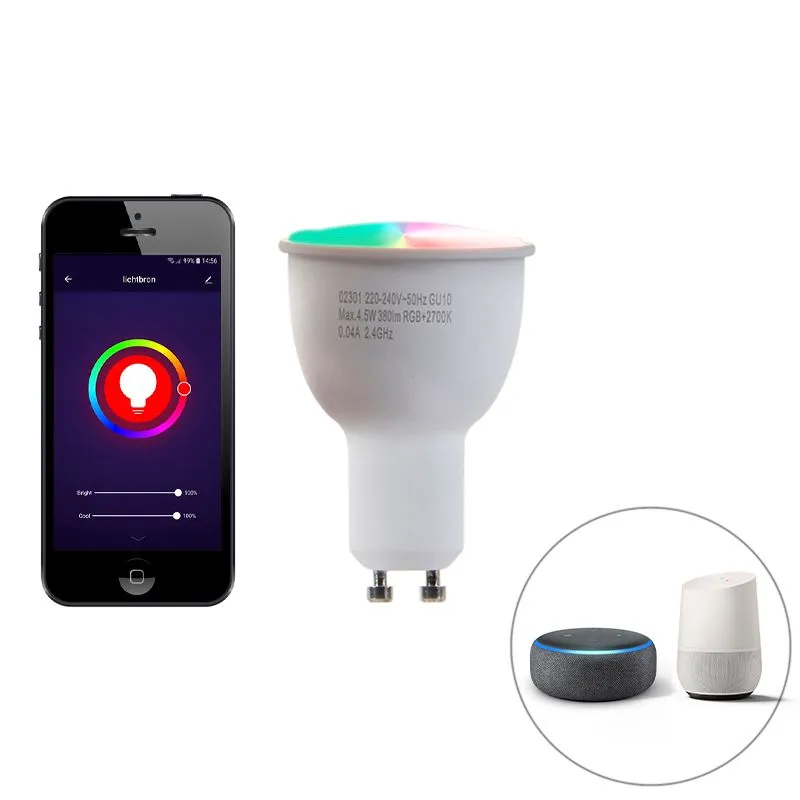 Faretto da incasso intelligente bianco inclinabile con WiFi GU10 - Installa