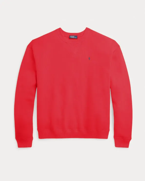 Felpa arancione in misto cotone con logo blu ricamato sul petto